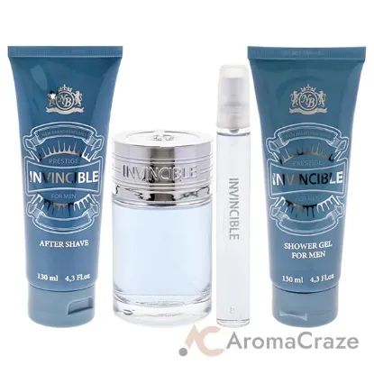 Picture of Invincible by New Brand for Men - 4 Pc Gift Set 3.3oz EDT Spray, 0.5oz EDT Spray, 4.3oz After Shave, 4.3oz Shower Gel
