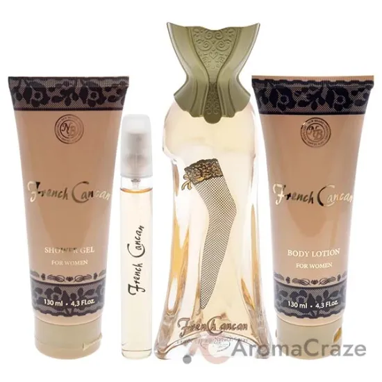 Picture of French Cancan by New Brand for Women - 4 Pc Gift Set 3.3oz EDP Spray, 0.5oz EDP Spray, 4.3oz Shower Gel, 4.3oz Body Lotion