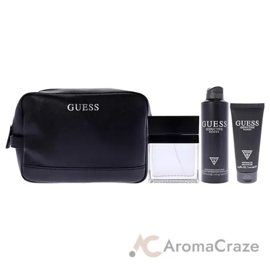 Picture of Seductive Homme by Guess for Men - 4 Pc Gift Set 3.4oz EDT Spray, 6oz Deodorant Body Spray, 3.4oz Shower Gel, Pouch