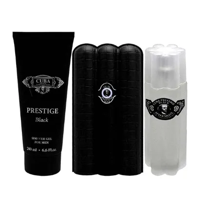 Picture of Cuba Prestige Black by Cuba for Men - 3 Pc Gift Set 3oz EDT Spray, 6.6oz Shower Gel, 3.3oz After Shave