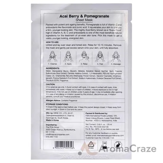 Picture of Skin Secrets Sheet Mask - Acai Berry and Pomegranate by Nykaa Naturals for Women - 1 Pc Mask