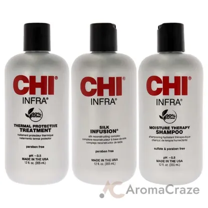 Picture of CHI Infra Trio Kit by CHI for Unisex - 3 Pc 12oz CHI Silk Infusion, 12oz CHI Infra Shampoo, 12oz CHI Infra Treatment