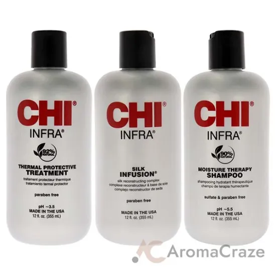 Picture of CHI Infra Trio Kit by CHI for Unisex - 3 Pc 12oz CHI Silk Infusion, 12oz CHI Infra Shampoo, 12oz CHI Infra Treatment