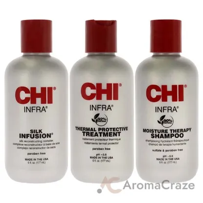 Picture of CHI Infra Trio Kit by CHI for Unisex - 3 Pc 6oz CHI Silk Infusion, 6oz CHI Infra Shampoo, 6oz CHI Infra Treatment