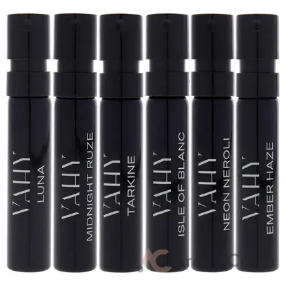 Picture of Balanced Encounter Set Dawn by Vahy for Unisex - 6 Pc 0.06oz Ember Haze EDP Spray Vial , 0.06oz Neon Neroli EDP Spray Vial , 0.06oz Isle Of Blanc EDP Spray Vial , 0.06oz Tarkine EDP Spray Vial , 0.06oz Midnight Ruze EDP Spray Vial , 0.06oz Luna EDP Spray Vial