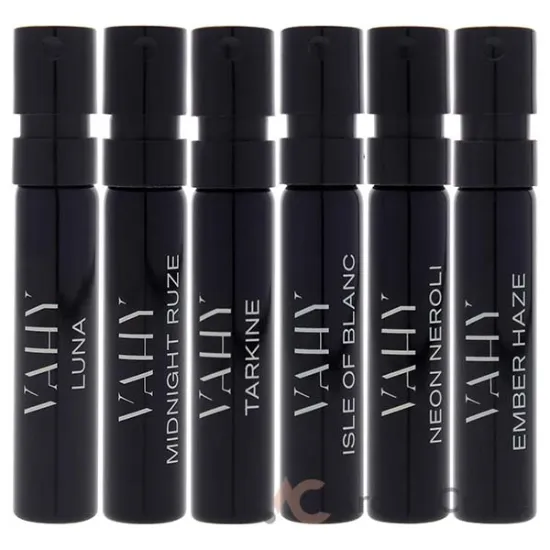 Picture of Balanced Encounter Set Dawn by Vahy for Unisex - 6 Pc 0.06oz Ember Haze EDP Spray Vial , 0.06oz Neon Neroli EDP Spray Vial , 0.06oz Isle Of Blanc EDP Spray Vial , 0.06oz Tarkine EDP Spray Vial , 0.06oz Midnight Ruze EDP Spray Vial , 0.06oz Luna EDP Spray Vial