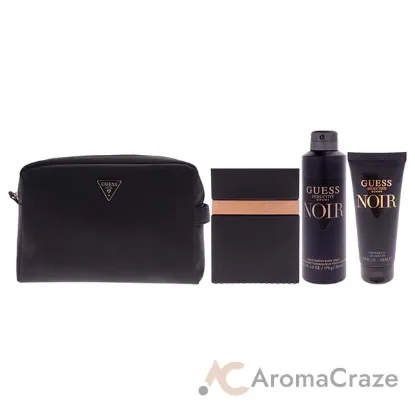 Picture of Seductive Homme Noir by Guess for Men - 4 Pc Gift Set 3.4oz EDT Spray, 6oz Deodorant Body Spray, 3.4oz Shower Gel, Pouch