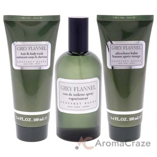 Picture of Grey Flannel by Geoffrey Beene for Men - 3 Pc Gift Set 4oz EDT Spray, 3.4oz After Shave Balm, 3.4oz Hair and Body Wash