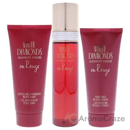 Picture of White Diamonds En Rouge by Elizabeth Taylor for Women - 3 Pc Gift Set 3.3oz EDT Spray, 3.3oz Body Lotion, 3.3oz Body Wash