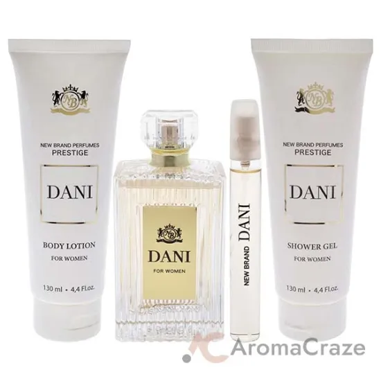 Picture of Prestige Dani by New Brand for Women - 4 Pc Gift Set 3.3oz EDP Spray, 0.5oz EDP Spray, 4.4oz Shower Gel, 4.4oz Body Lotion