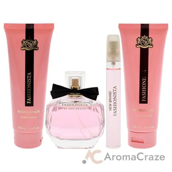 Picture of Prestige Fashionista by New Brand for Women - 4 Pc Gift Set 3.4oz EDP Spray, 0.5oz EDP Spray, 4.4oz Shower Gel, 4.4oz Body Lotion