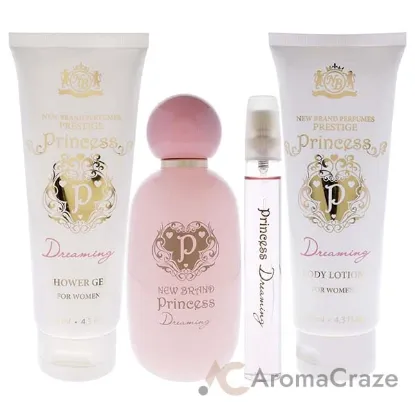 Picture of Prestige Princess Dreaming by New Brand for Women - 4 Pc Gift Set 3.3oz EDP Spray, 0.5oz EDP Spray, 4.3oz Shower Gel, 4.3oz Body Lotion