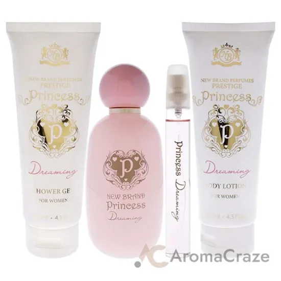 Picture of Prestige Princess Dreaming by New Brand for Women - 4 Pc Gift Set 3.3oz EDP Spray, 0.5oz EDP Spray, 4.3oz Shower Gel, 4.3oz Body Lotion