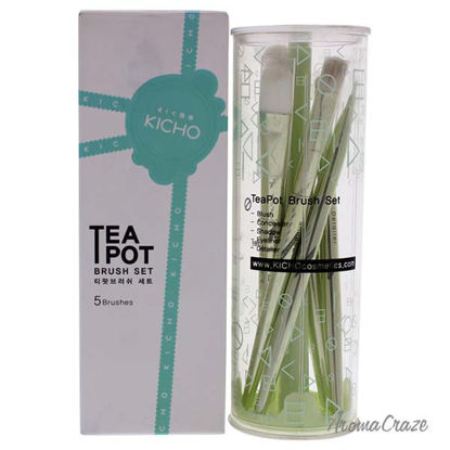 Tea Pot Brush Set by Kicho for Women - 6 Pc Blush Brush, Con
