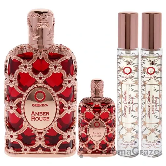Picture of Amber Rouge by Orientica for Women - 4 Pc Gift Set 2.7oz EDP Spray, 7.5ml EDP Spray, 2 X 10ml EDP Spray