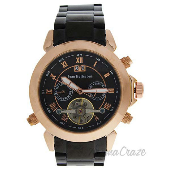 REDS7 Rose Gold/Black Stainless Steel Bracelet Watch by Jean