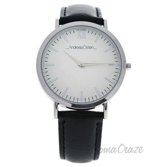 AO-01 Silver/Black Leather Strap Watch by Andreas Osten for 