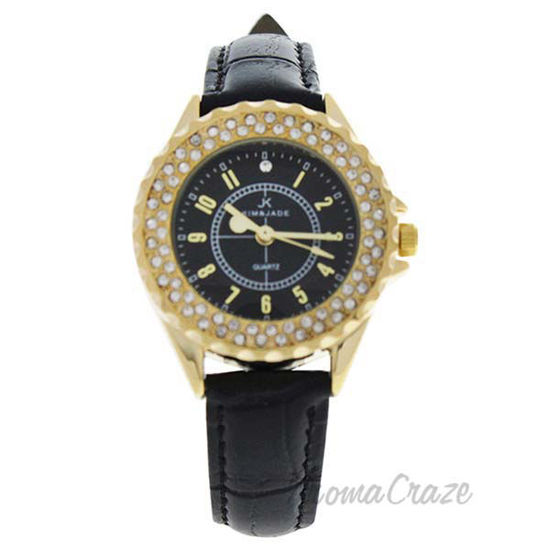 2033L-GBLBL Gold/Black Leather Strap Watch by Kim and Jade f