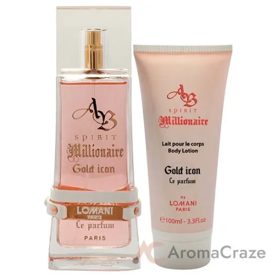 Picture of AB Spirit Millionaire Le Parfum Gold Icon by Lomani for Women - 2 Pc Gift Set 3.3oz EDP Spray, 3.3oz Body Lotion
