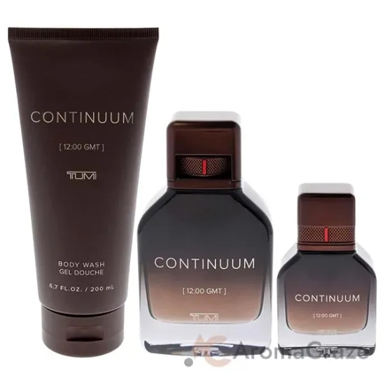 Picture of Continuum by Tumi for Men - 3 Pc Gift Set 3.4oz EDP Spray, 1oz EDP Spray, 6.7oz Body Wash