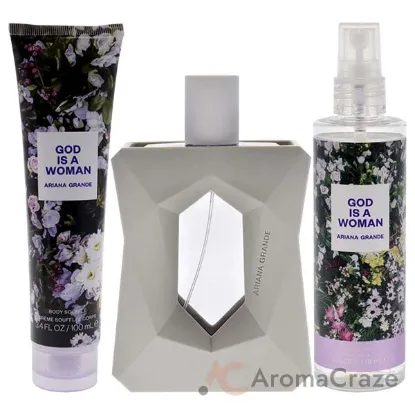 Picture of God Is A Woman by Ariana Grande for Women - 3 Pc Gift Set 3.4oz EDP Spray, 4oz Body Mist, 3.4oz Body Souffle