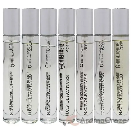 Picture of Seven Facets by NCP for Unisex - 7 x 10 ml 101 Clementine and Violet flower EDP Spray, 201 Apple and Driftwood EDP Spray, 301 Jasmine and Sandalwood EDP Spray, 401 Lavender and Juniper EDP Spray, 501 Iris and Vanilla EDP Spray, 601 Amber and Gaiacwood EDP Spray, 701 Leather and Vetiver EDP Spray