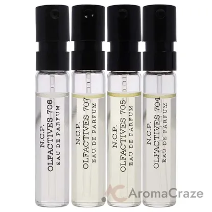 Picture of Discover Gold Facets Kit by NCP for Unisex - 4 x 2 ml Olfactive Facet - 704 Incense and musk EDP Spray, Olfactive Facet - 705 Leather and oud EDP Spray, Olfactive Facet - 706 Saffron and oud EDP Spray, Olfactive Facet - 707 Patchouli and oud EDP Spray