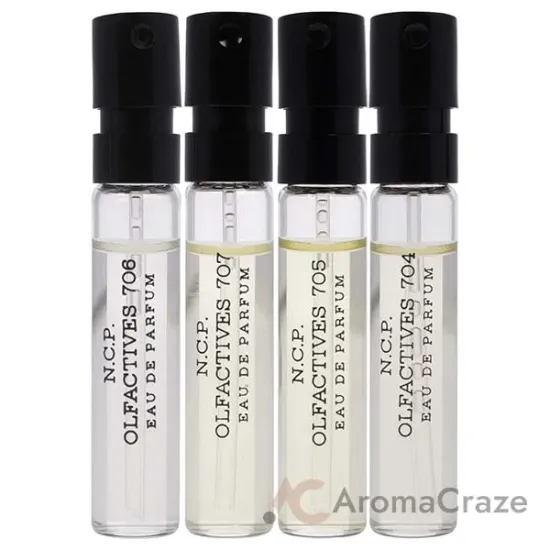 Picture of Discover Gold Facets Kit by NCP for Unisex - 4 x 2 ml Olfactive Facet - 704 Incense and musk EDP Spray, Olfactive Facet - 705 Leather and oud EDP Spray, Olfactive Facet - 706 Saffron and oud EDP Spray, Olfactive Facet - 707 Patchouli and oud EDP Spray