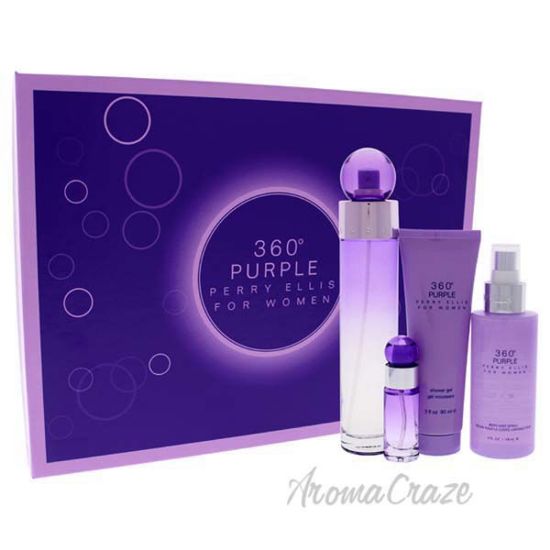 360 Purple by Perry Ellis for Women - 4 Pc Gift Set 3.4oz ED