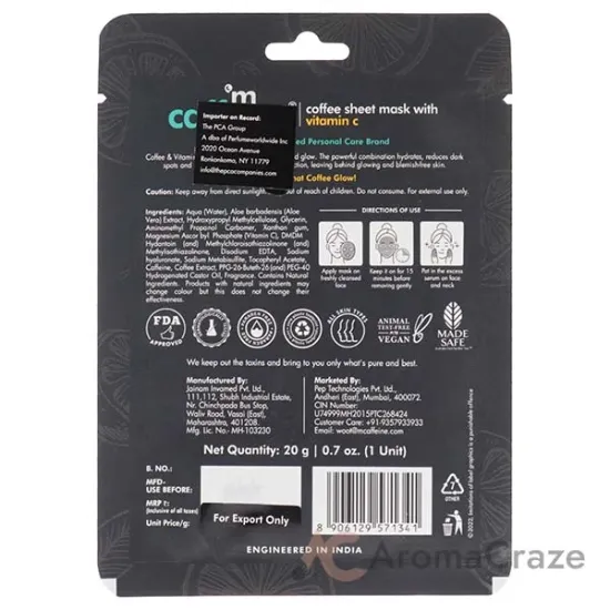 Picture of Coffee Sheet Mask with Vitamin C by mCaffeine for Unisex - 0.7 oz Mask