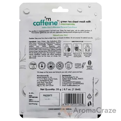 Picture of Green Tea Sheet Mask with Niacinamide by mCaffeine for Unisex - 0.7 oz Mask