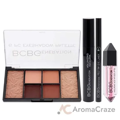 Picture of Natural Complete Eye and Lip Set by BCBGeneration Cosmetics for Women - 4 Pc 0.38oz Eyeshadow Palette, 0.04oz Felt Tip Eyeliner, 0.27oz Volumizing Mascara, 0.20oz Hyaluronic Acid Infused Lip Oil