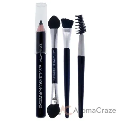 Picture of The Brow Bar by Uncommon Cosmetics for Women - Eyebrow Pencil, Eyebrow Powder Brush, Brow Angled Brush, Spoolie, 0.05oz Eyebrow Wax, 0.2oz Brow Gel, 0.48oz Brow Powders