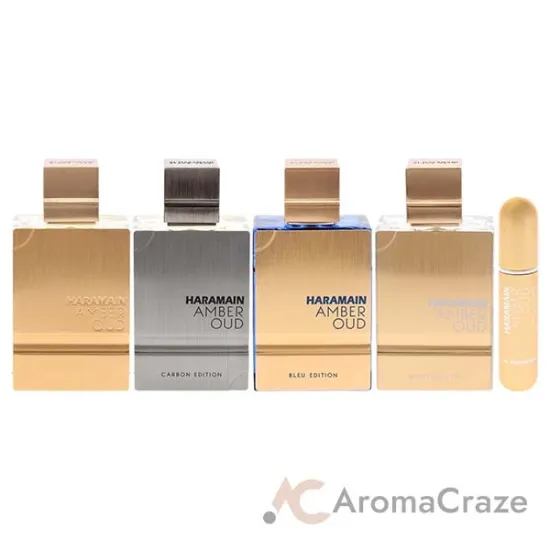Picture of Amber Oud Collection by Al Haramain for Unisex - 4 Pc Gift Set 4 x 2oz EDP Spray Gold, Bleu, White, Carbon