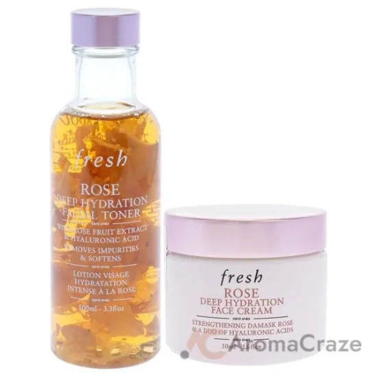 Picture of Deep Hydration Duo by Fresh for Women - 2 Pc 3.3oz Rose Deep Hydration Facial Toner, 1.6oz Rose Deep Hydration Face Cream