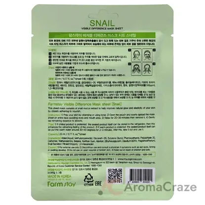 Picture of Visible Difference Mask Sheet - Snail by FarmStay for Women - 1 Pc Mask