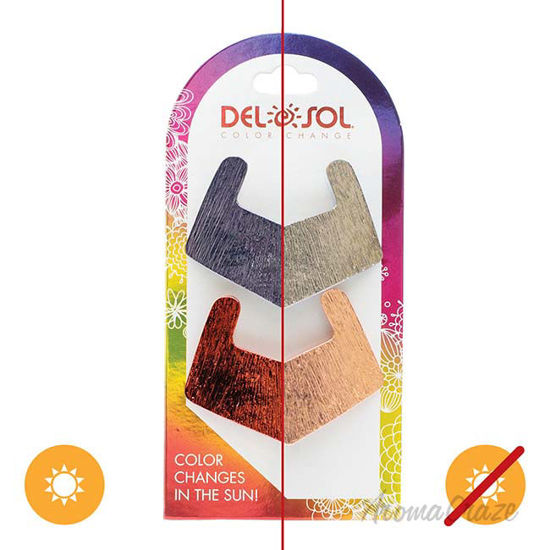 Picture of Color-Changing Hair Barrettes - Metallic Geometric Brushed Finish by DelSol for Women - 2 Pc