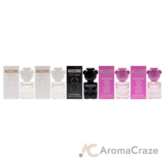 Picture of Moschino Miniature Collection Set by Moschino for Unisex - 5 Pc Mini Gift Set 2 x 0.17oz Toy 2 Bubble Gum EDT Spray, 2 x 0.17oz Toy 2 EDP Spray, 0.17oz Toy Boy EDP Spray