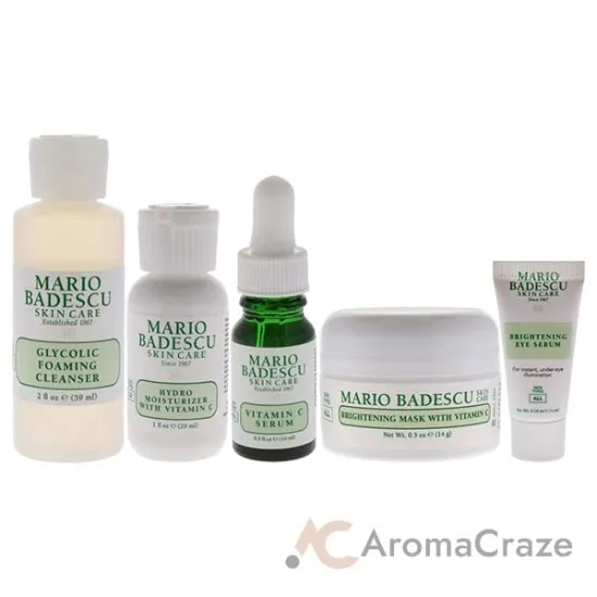 Picture of Good Skin Is Forever and Bright by Mario Badescu for Women - 5 Pc 2oz Glycolic Foaming Cleanser, 0.3oz Vitamin C Serum, 1oz Hydro Moisturizer With Vitamin C, 0.5oz Brightening Mask With Vitamin C, 0.14oz Brightening Eye Serum