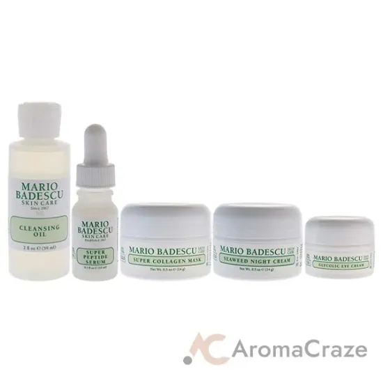 Picture of Good Skin Is Forever and Ageless by Mario Badescu for Women - 5 Pc 2oz Cleansing Oil, 0.3oz Super Peptide Serum, 0.5oz Super Collagen Mask, 0.5oz Seaweed Night Cream, 0.15oz Glycolic Eye Cream