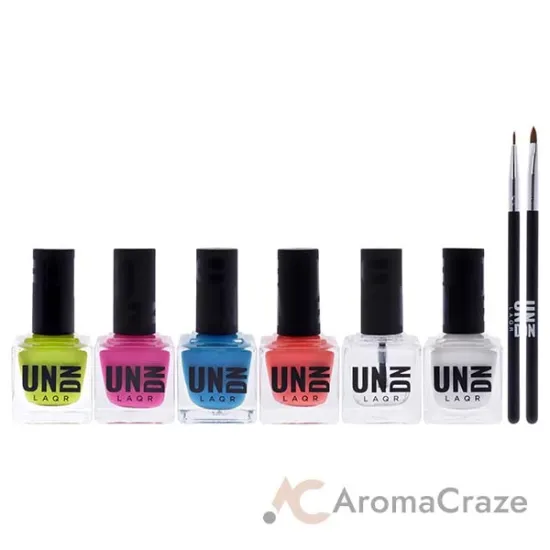 Picture of Washed Out Set by UNDN for Women - 6 Pc 0.5oz Nail Polish - 803 Green, 0.5oz Nail Polish - 1103 Pink, 0.5oz Nail Polish - 904 Blue, 0.5oz Nail Polish - 602 Orange, 0.5oz Nail Polish - 301 White, 0.5oz Nail Polish - 0101 Gloss