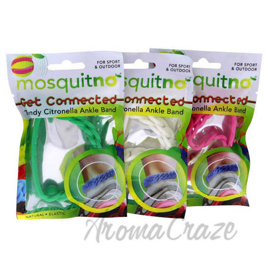 Picture of Get Connected Citronella Ankle Band Set by Mosquitno for Unisex - 3 Pc Band Pink, Green, White
