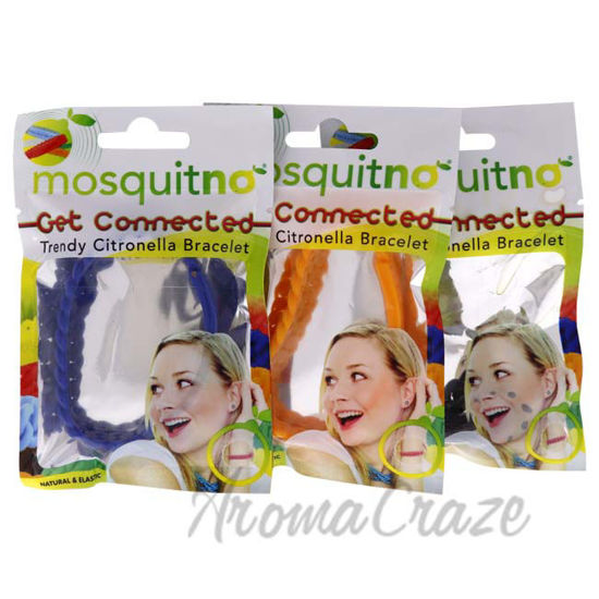 Picture of Get Connected Citronella Bracelet Set by Mosquitno for Unisex - 3 Pc Bracelet Black, Orange, Blue