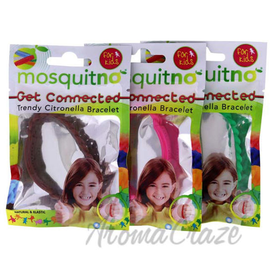 Picture of Get Connected Citronella Bracelet Set by Mosquitno for Kids - 3 Pc Bracelet Brown, Pink, Green