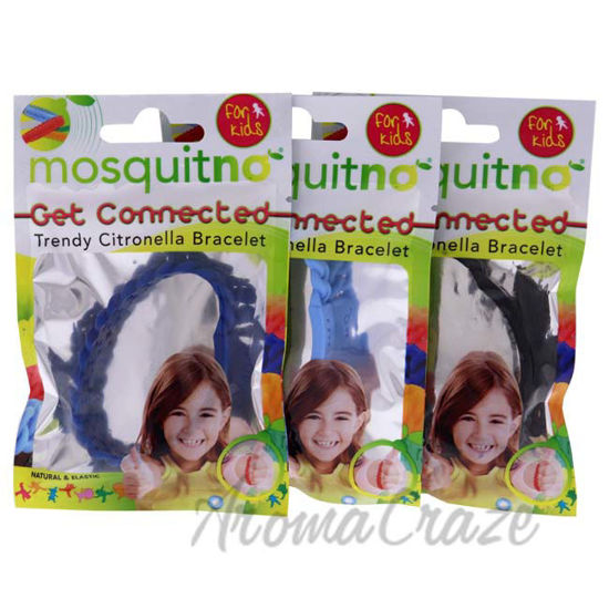 Picture of Get Connected Citronella Bracelet Set by Mosquitno for Kids - 3 Pc Bracelet Black, Light Blue, Blue