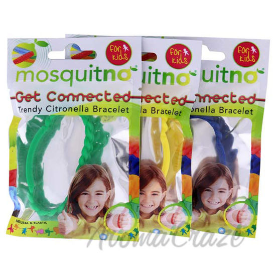Picture of Get Connected Citronella Bracelet Set by Mosquitno for Kids - 3 Pc Bracelet Green, Yellow, Blue