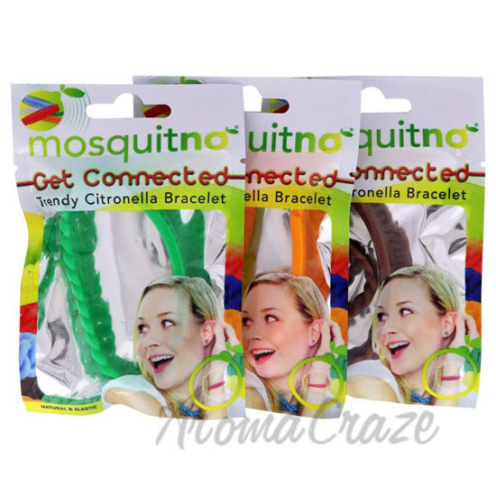 Picture of Get Connected Citronella Bracelet Set by Mosquitno for Unisex - 3 Pc Bracelet Brown, Green, Orange