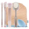 Picture of Endless Summer Makeup Brush Set by Real Techniques for Women - 8 Pc Foundation Brush - 209, Highlighter Brush - 413, Setting Brush - 402, Deluxe Crease Brush - 300, Glow Brush - 248, Complexion Brush - 247, Sunless Tanning Mitt