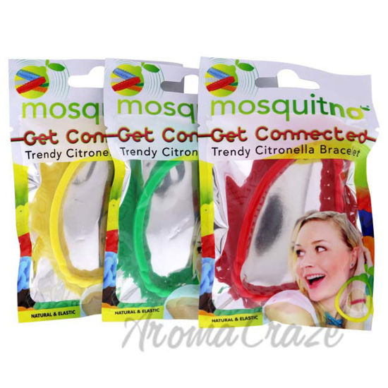 Picture of Get Connected Citronella Bracelet Set by Mosquitno for Unisex - 3 Pc Bracelet Red, Green, Yellow