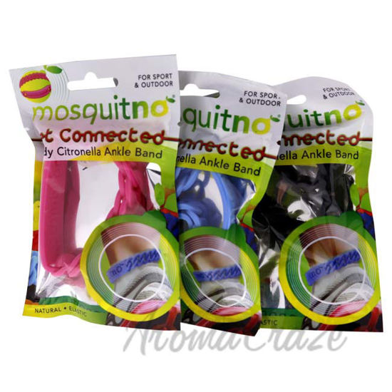 Picture of Get Connected Citronella Ankle Band Set by Mosquitno for Unisex - 3 Pc Band Light Blue, Pink, Black